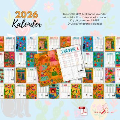 2026 Kleurvolle Jaarbeplanner Kalender