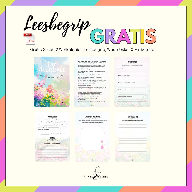 Gratis Graad 2 Werkblaaie – Leesbegrip, Woordeskat &amp; Aktiwiteite