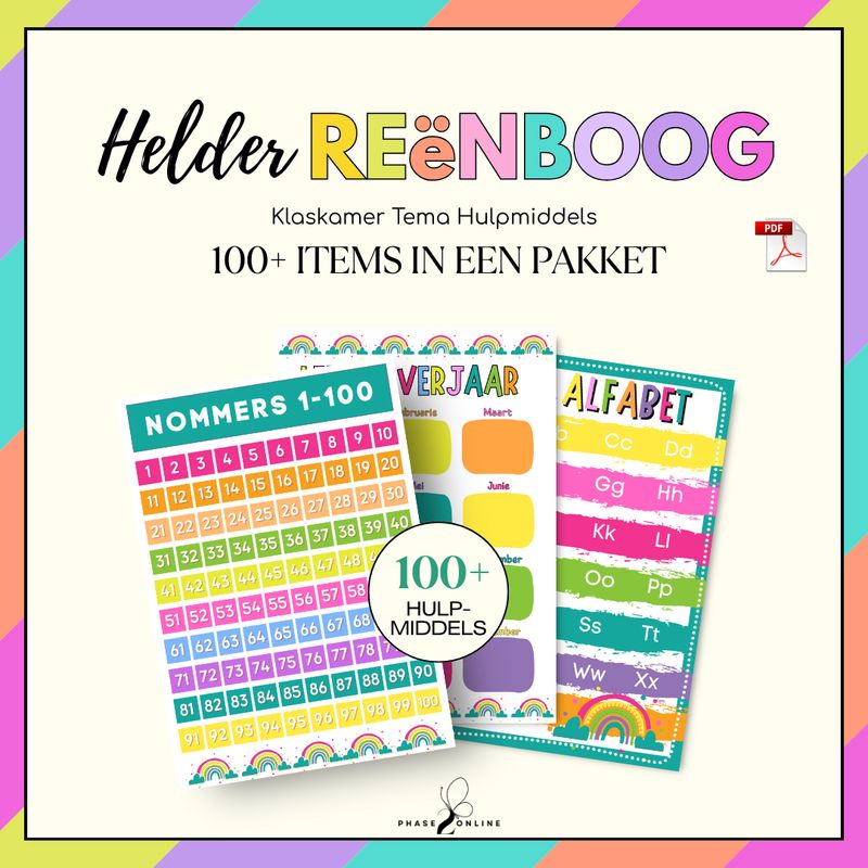 Helder Reënboog Klaskamer Dekor