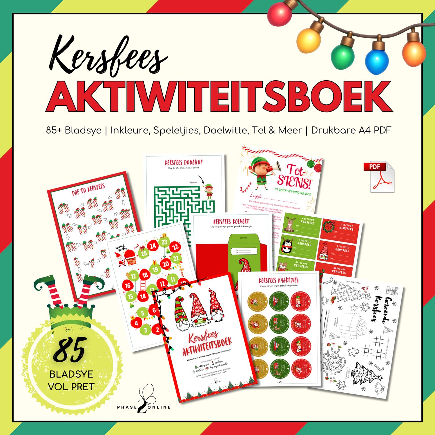 Kersfees Aktiwiteitsboek vir Kinders | 85+ Bladsye | Drukbare A4 PDF