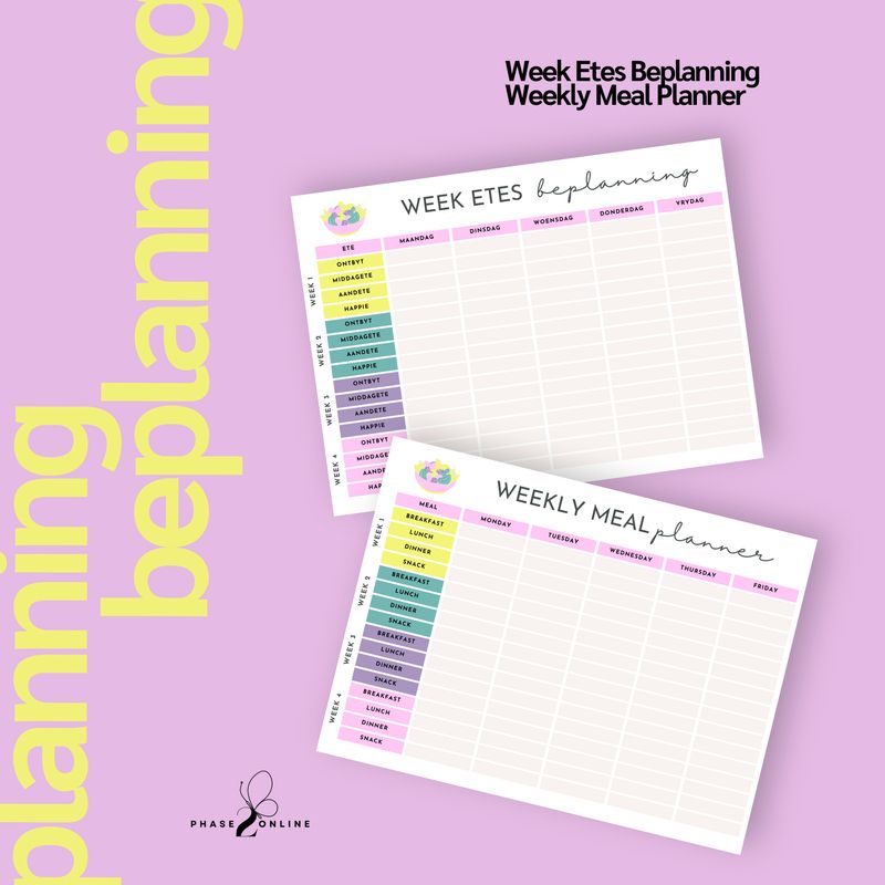 FREE DOWNLOAD - MEAL PLANNER (ENG &amp; AFR)