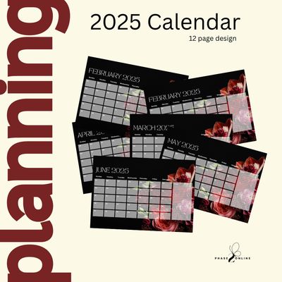 2025 Desk Calendar Dark Floral