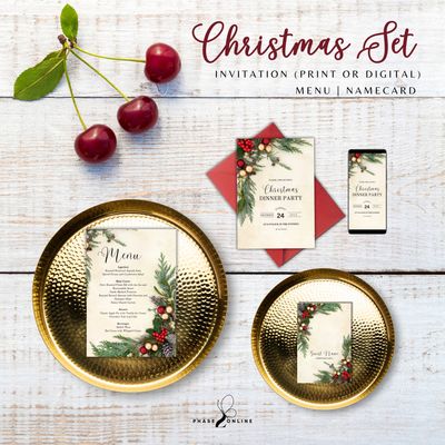 Christmas Set 1 - Greenery &amp; Cherries