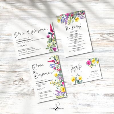 Wildflowers Wedding Invitation Template Bundle