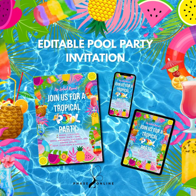 Pool Party Birthday Invitation
