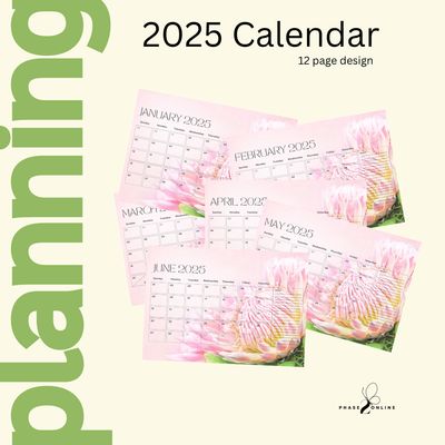 2025 Desk Calendar Pink &amp; King Protea