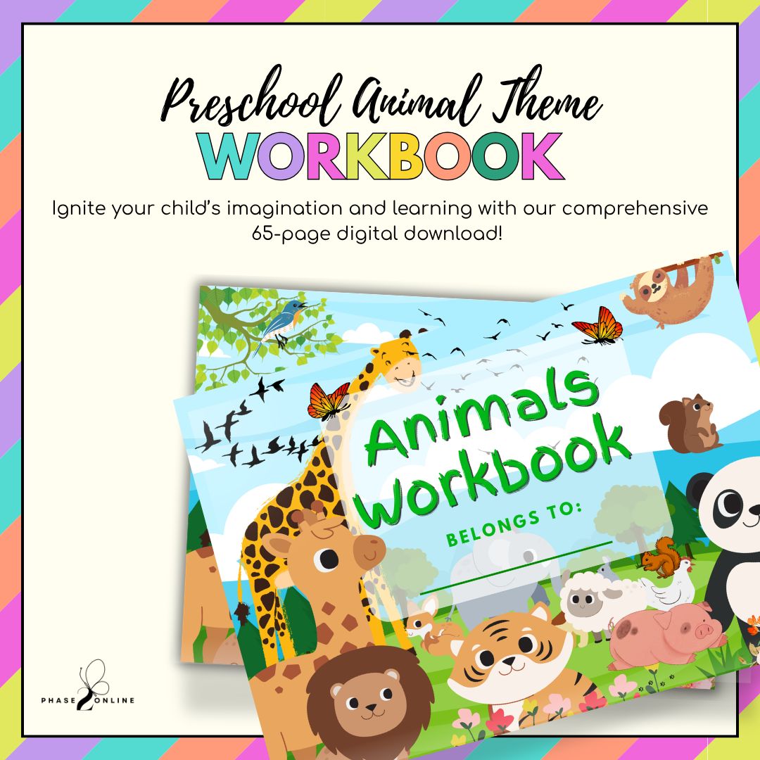 Animal Theme Workbook - 65 pages
