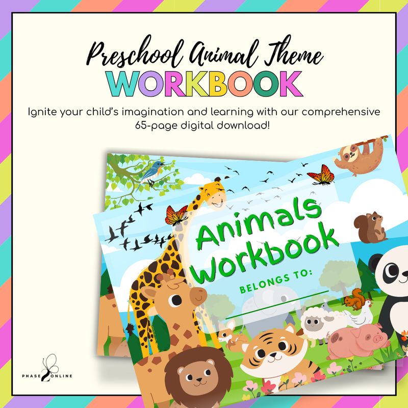 Animal Theme Workbook - 65 pages
