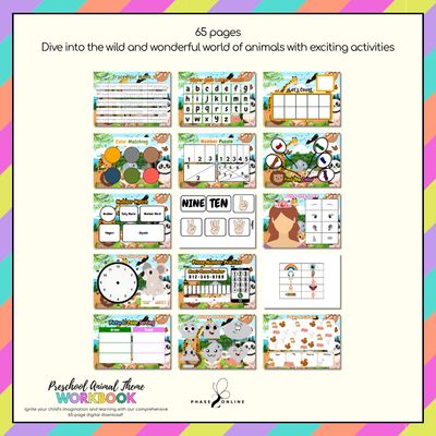 Animal Theme Workbook - 65 pages