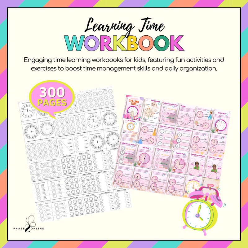 Time Learning Workbook - 300 pages