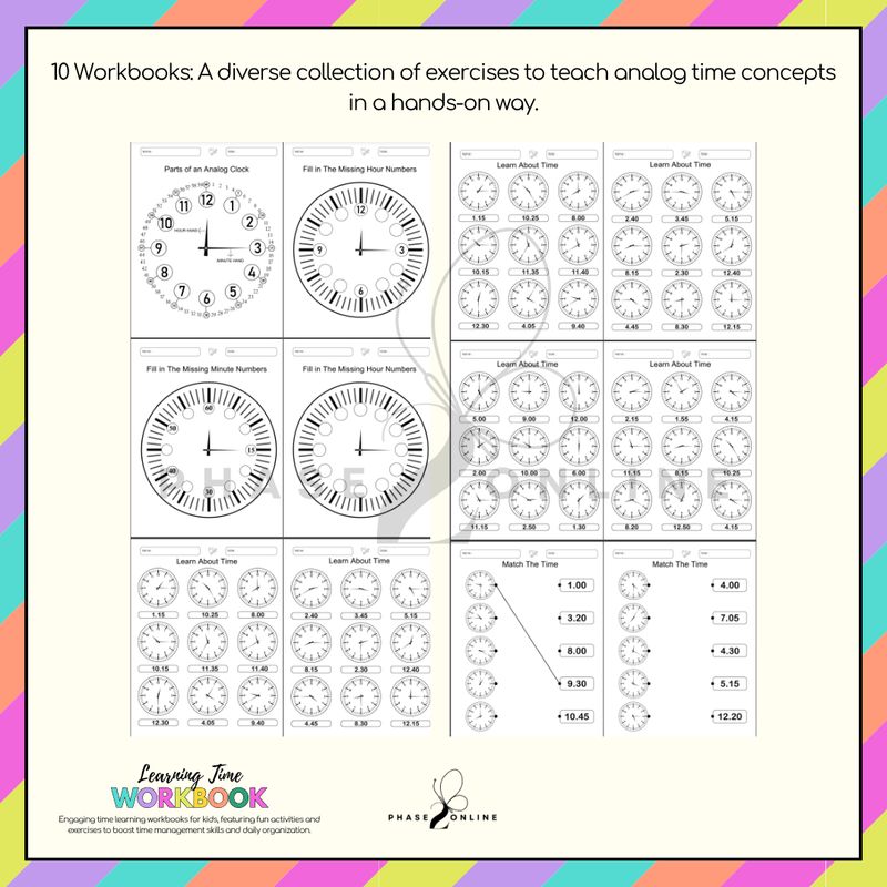 Time Learning Workbook - 300 pages