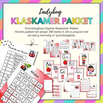 Ladybug klaskamer pakket digitale aflaai vir Graad R en Graad 1 klaskamer dekor.