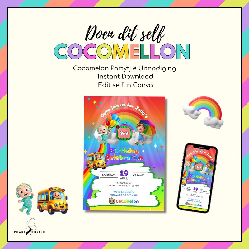 Cocomelon Partytjie Uitnodiging