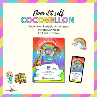 Cocomelon Partytjie Uitnodiging