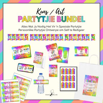 ART / Kuns Verjaarsdag Partytjie Bundel | Redigeerbare Uitnodiging
