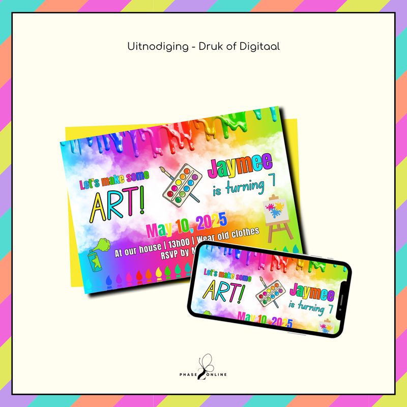 ART / Kuns Verjaarsdag Partytjie Bundel | Redigeerbare Uitnodiging