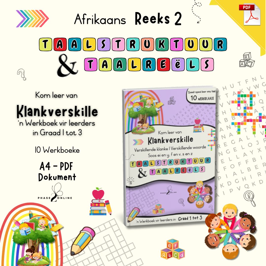 Afrikaanse klankverskille PDF werkboek vir Graad 1 tot 3