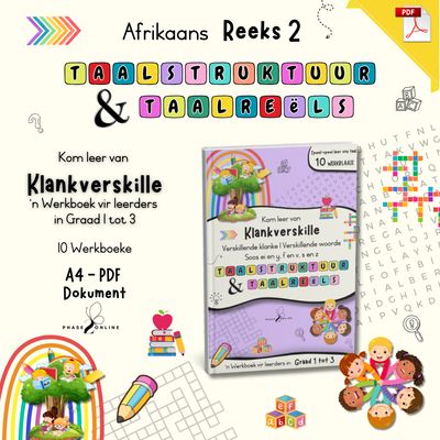 Afrikaanse klankverskille PDF werkboek vir Graad 1 tot 3