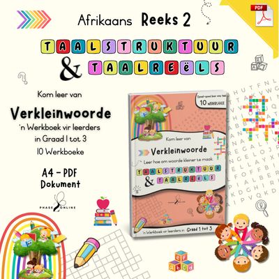 Afrikaanse verkleinwoorde PDF werkboek vir Graad 1 tot 3