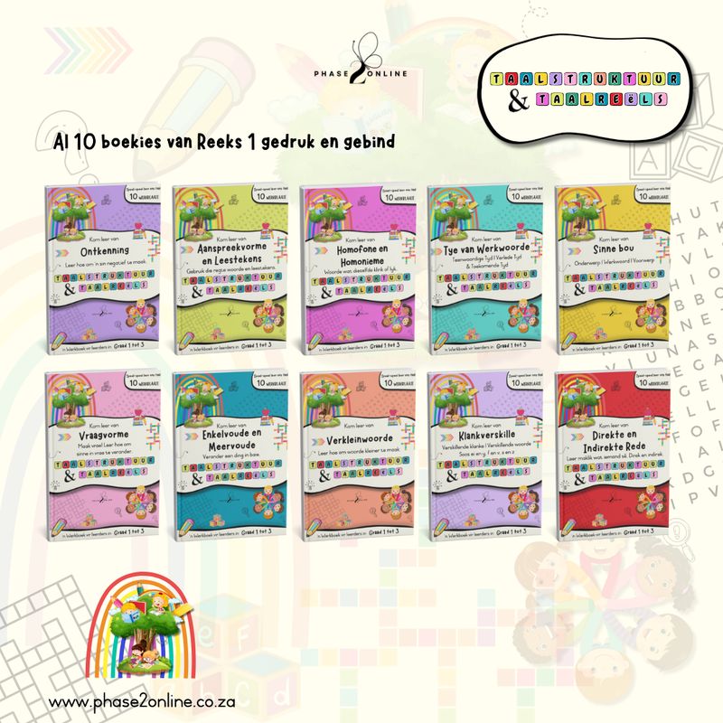 Graad 1 tot 3 Afrikaanse taalreëls werkboeke printable