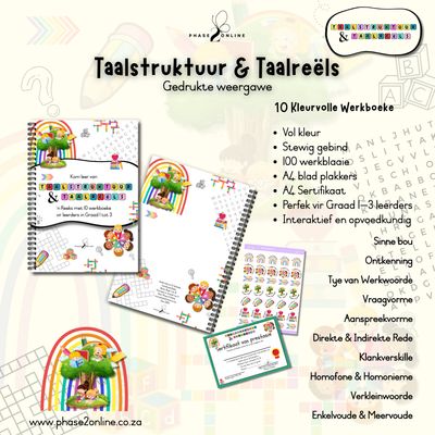 Afrikaanse taalstruktuur en taalreëls werkboek reeks vir Graad 1 tot 3