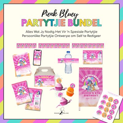 ​Pienk Bluey Dogtertjie Verjaarsdag Partytjie Bundel