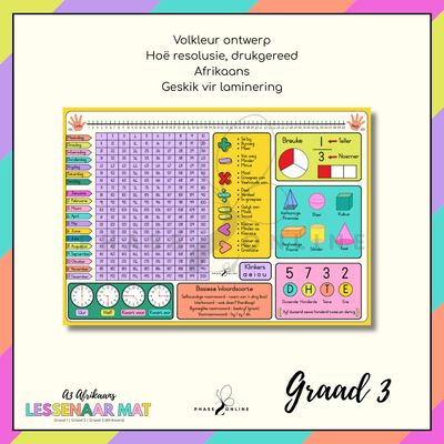 A3 Lessenaar Mat -  Graad 3 (Afrikaans)
