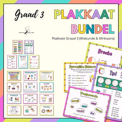 Graad 3 Wiskunde &amp; Afrikaans Muurplakkaat Pakket (PDF)