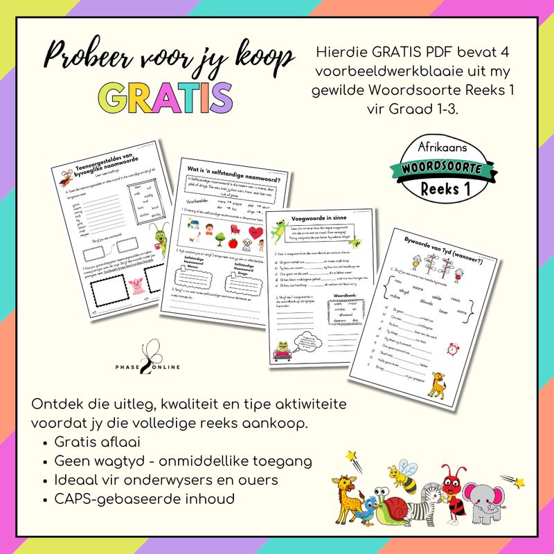 Probeer voordat jy koop | Reeks 1 | 4 Werkblaaie (PDF)