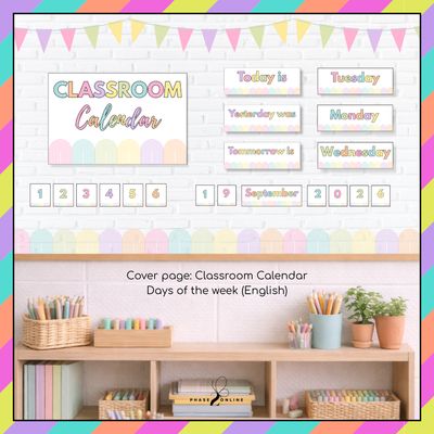 English Classroom Calendar Printable PDF | Foundation Phase Classroom Decor
