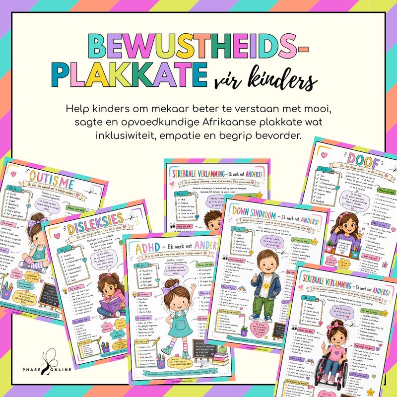 Afrikaanse bewustheidsplakkate digitale bundel vir kinders PDF