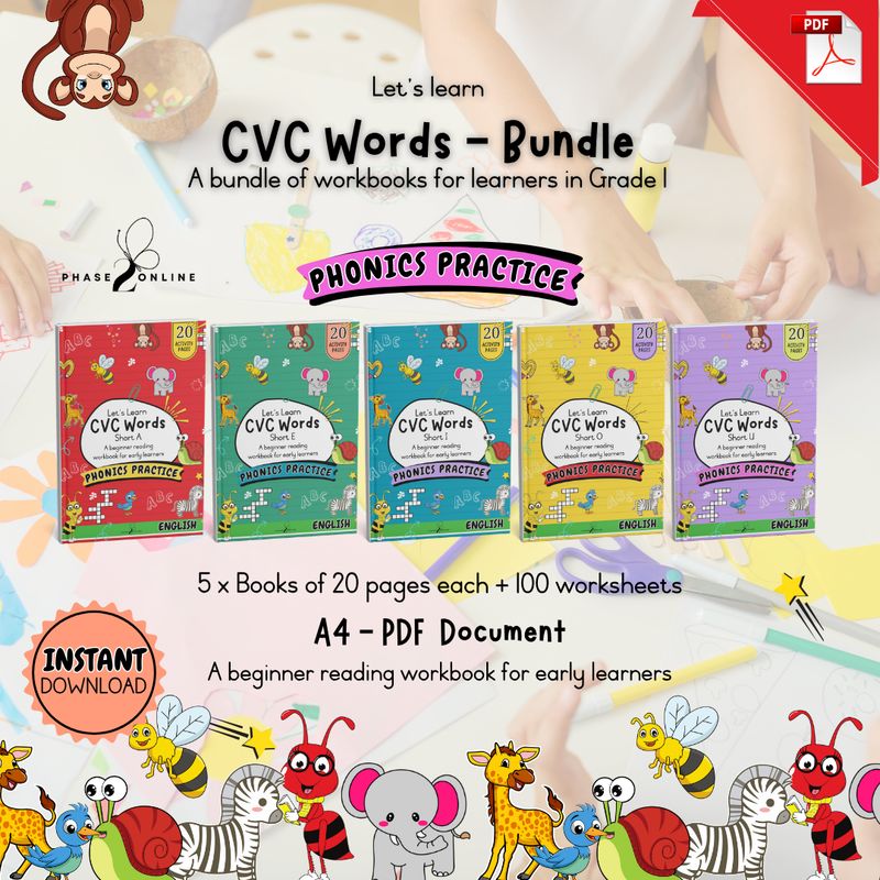 CVC Words Bundle | 100+ Printable Phonics Activity Pages