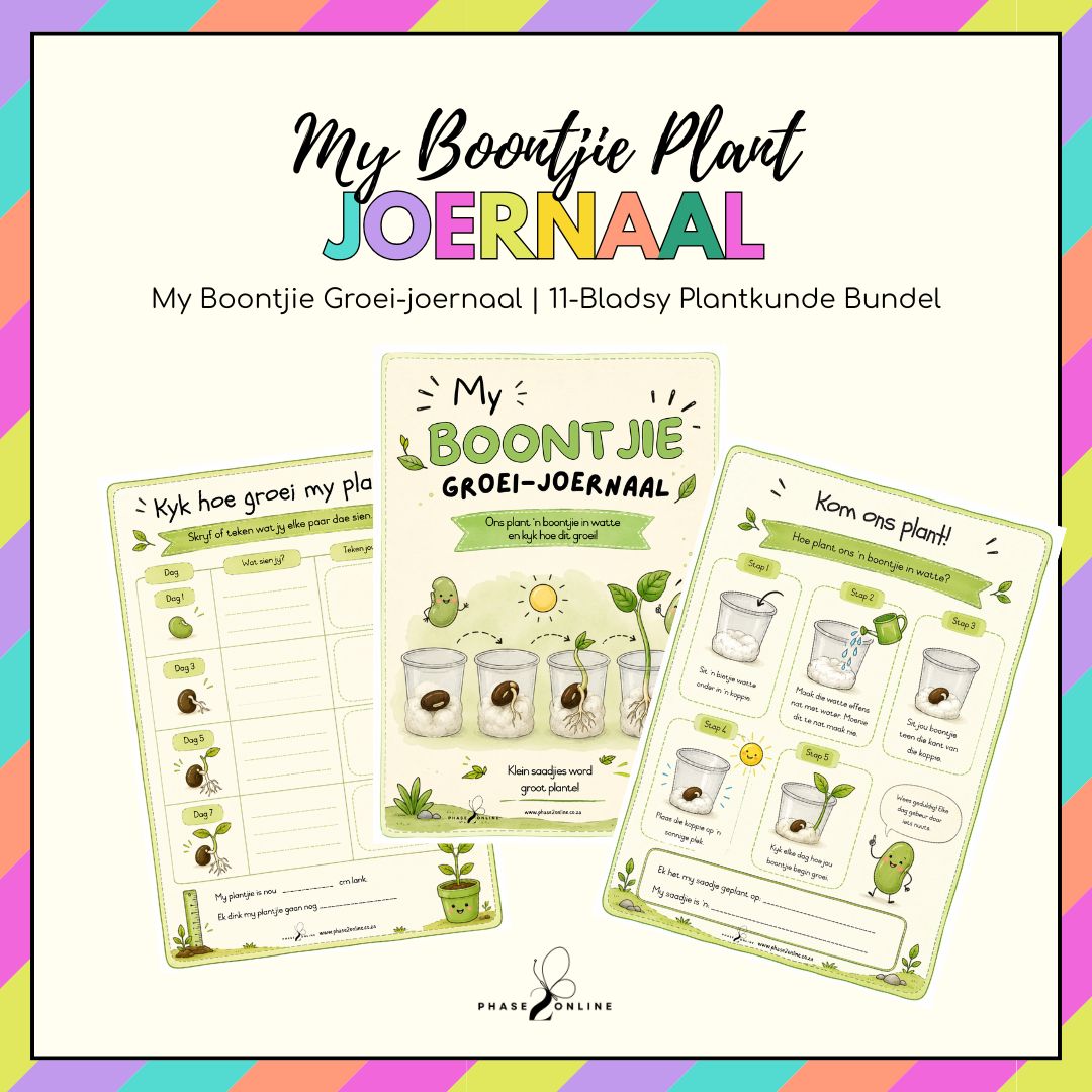 My Boontjie Groei-joernaal | 11-Bladsy Plantkunde Bundel