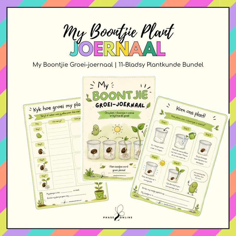 My Boontjie Groei-joernaal | 11-Bladsy Plantkunde Bundel