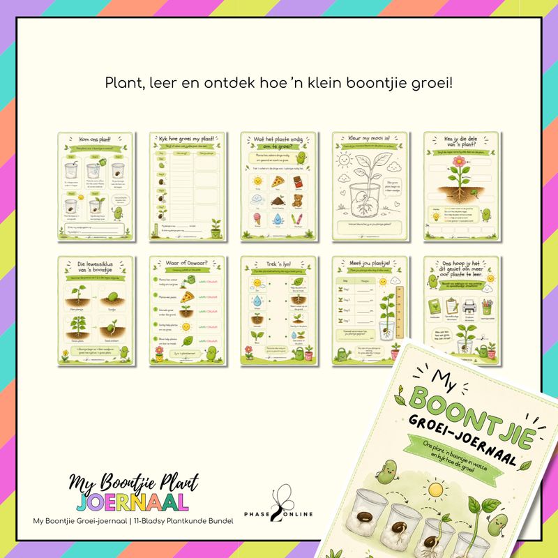 My Boontjie Groei-joernaal | 11-Bladsy Plantkunde Bundel