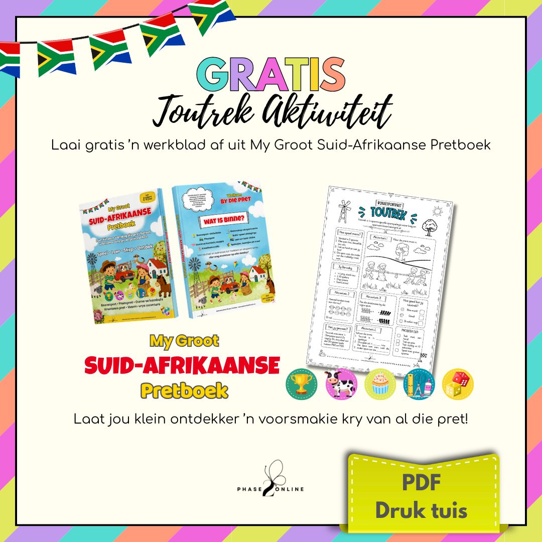GRATIS Toutrek Werkblad | My Groot Suid-Afrikaanse Pretboek | PDF Aflaai