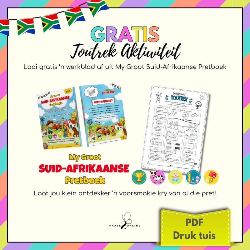 GRATIS Toutrek Werkblad | My Groot Suid-Afrikaanse Pretboek | PDF Aflaai