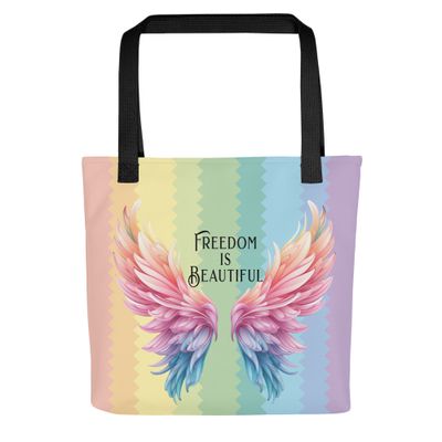 Freedom is Beautiful Rainbow Striped Tote