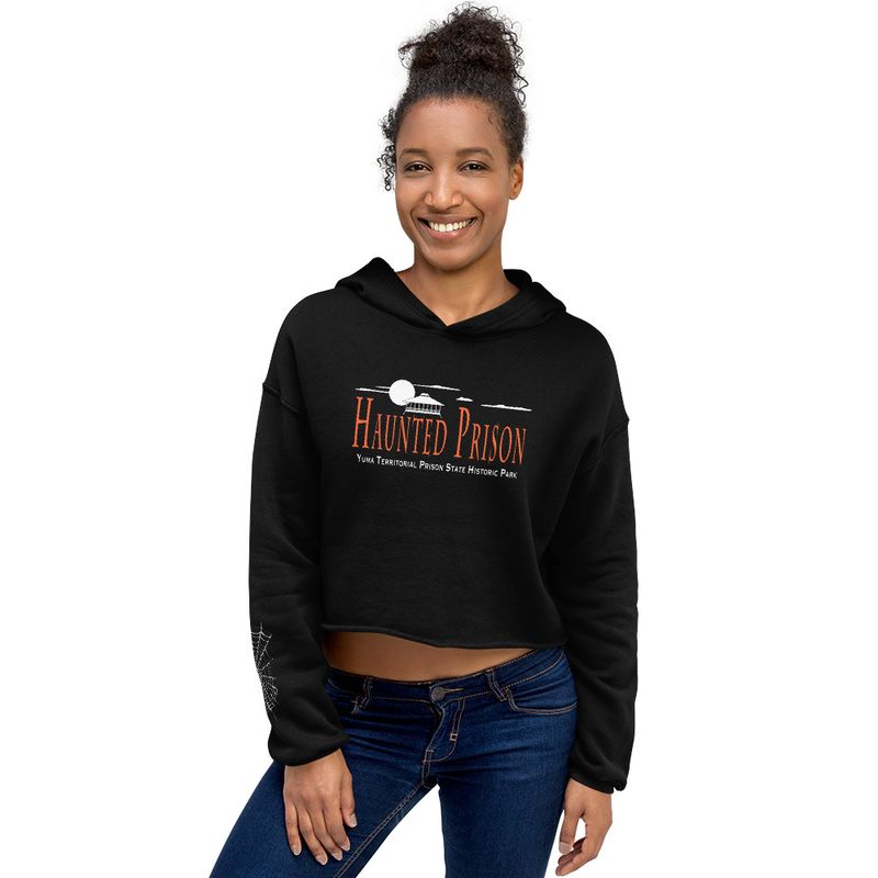 Haunted Prison Crop Hoodie with Web Sleeve