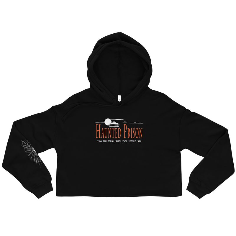Haunted Prison Crop Hoodie with Web Sleeve