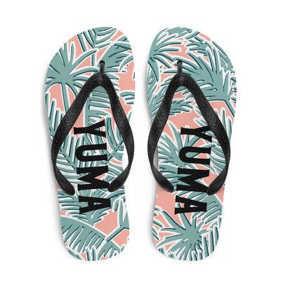 Coral &amp; Seafoam Palm Flip-Flops