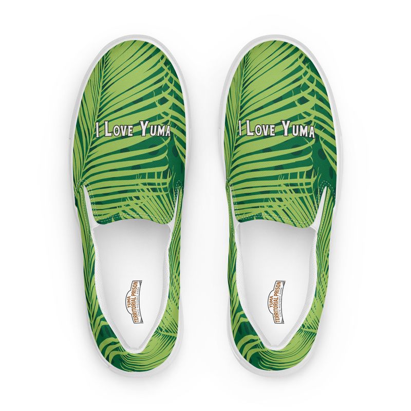 I Love Yuma Green Palm Slip-On Canvas Shoes