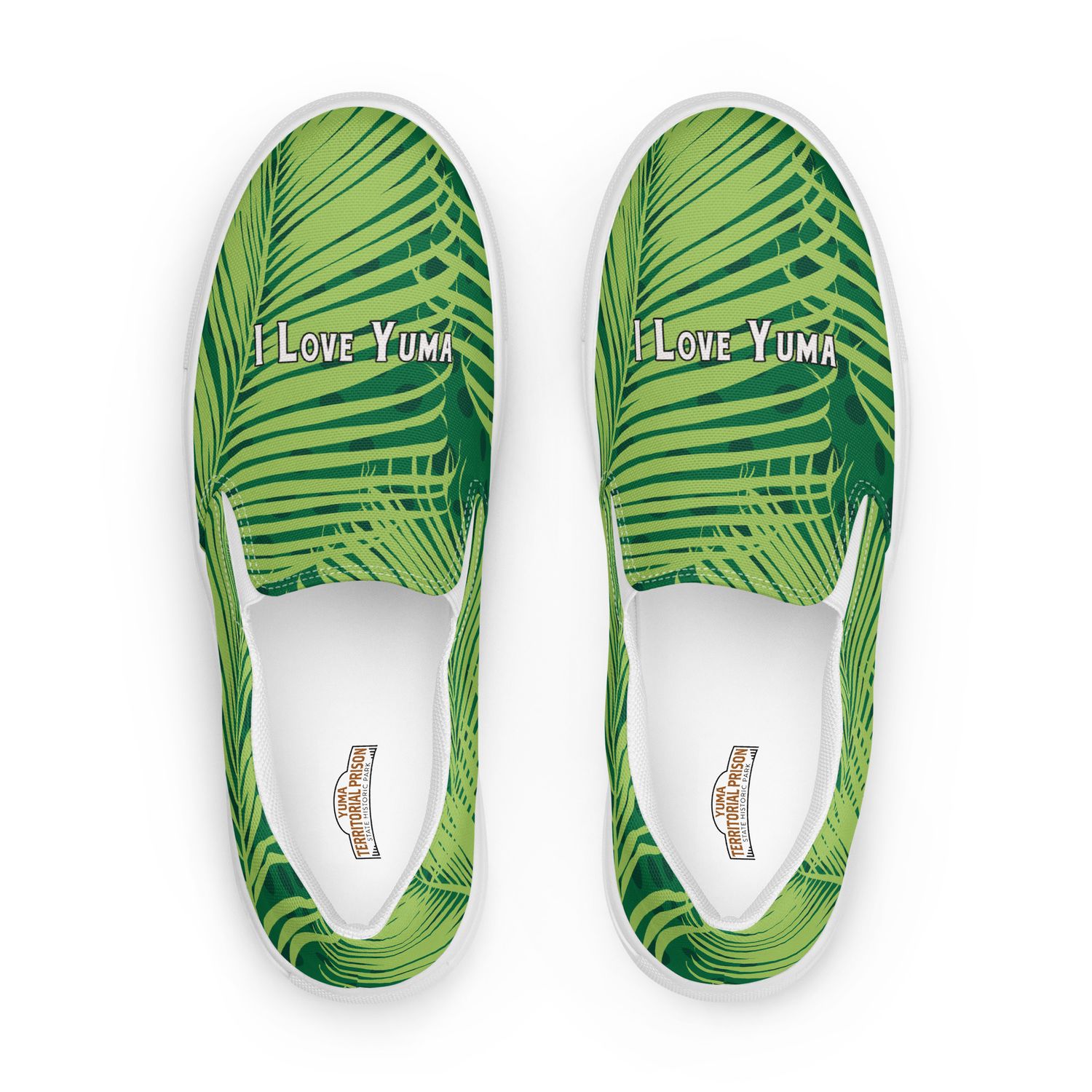 I Love Yuma Green Palm Slip-On Canvas Shoes