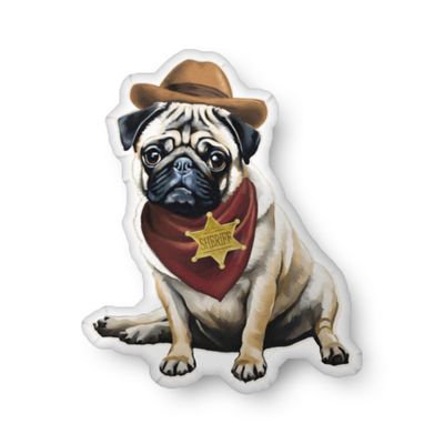Sheriff &quot;Winston&quot; Pug Pillow (22&quot;)
