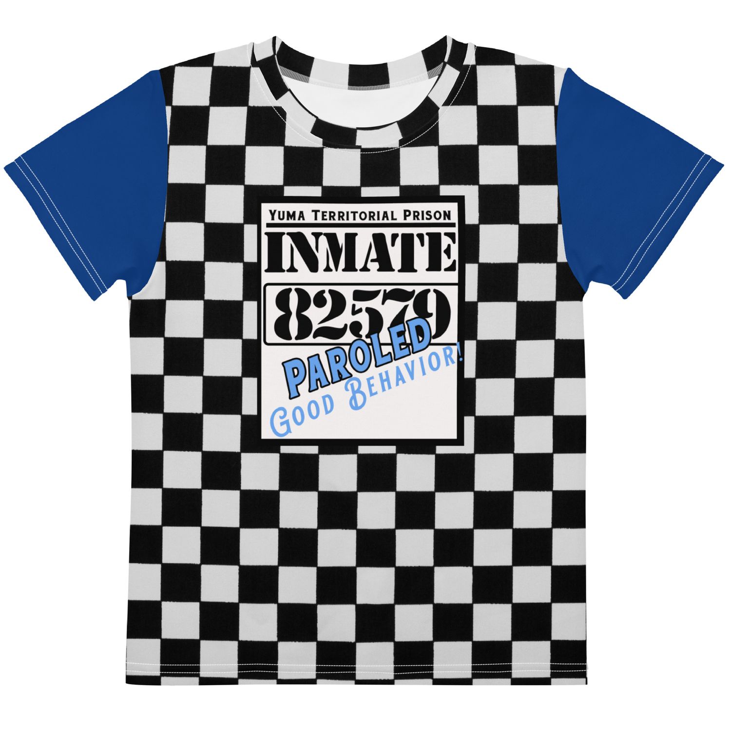 Paroled: Good Behavor Blue Sleeve Kids T-shirt