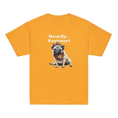 Howdy Partner Sheriff Pug Youth T-Shirt (3 Colors)