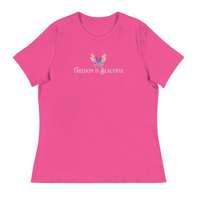 Freedom Is Beautiful In Berry Relaxed Fit T-Shirt
