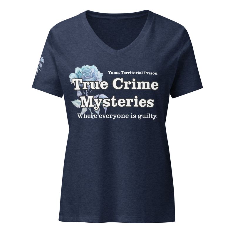 True Crime Dusty Blue Rose V-Neck T-Shirt (3 Colors)
