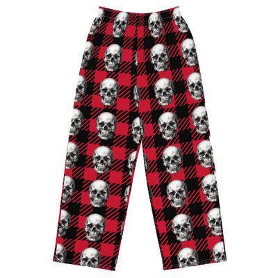 Red Checkered Past Unisex Wide-Leg Pants (Up to 6X)