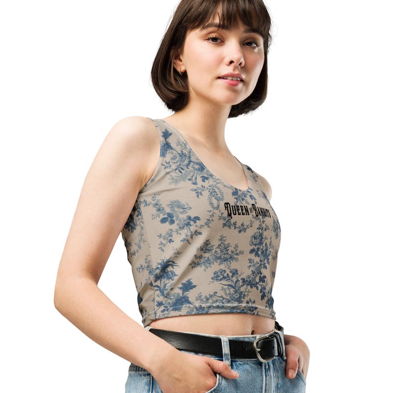 Queen of Bandits Blue Floral Crop Top